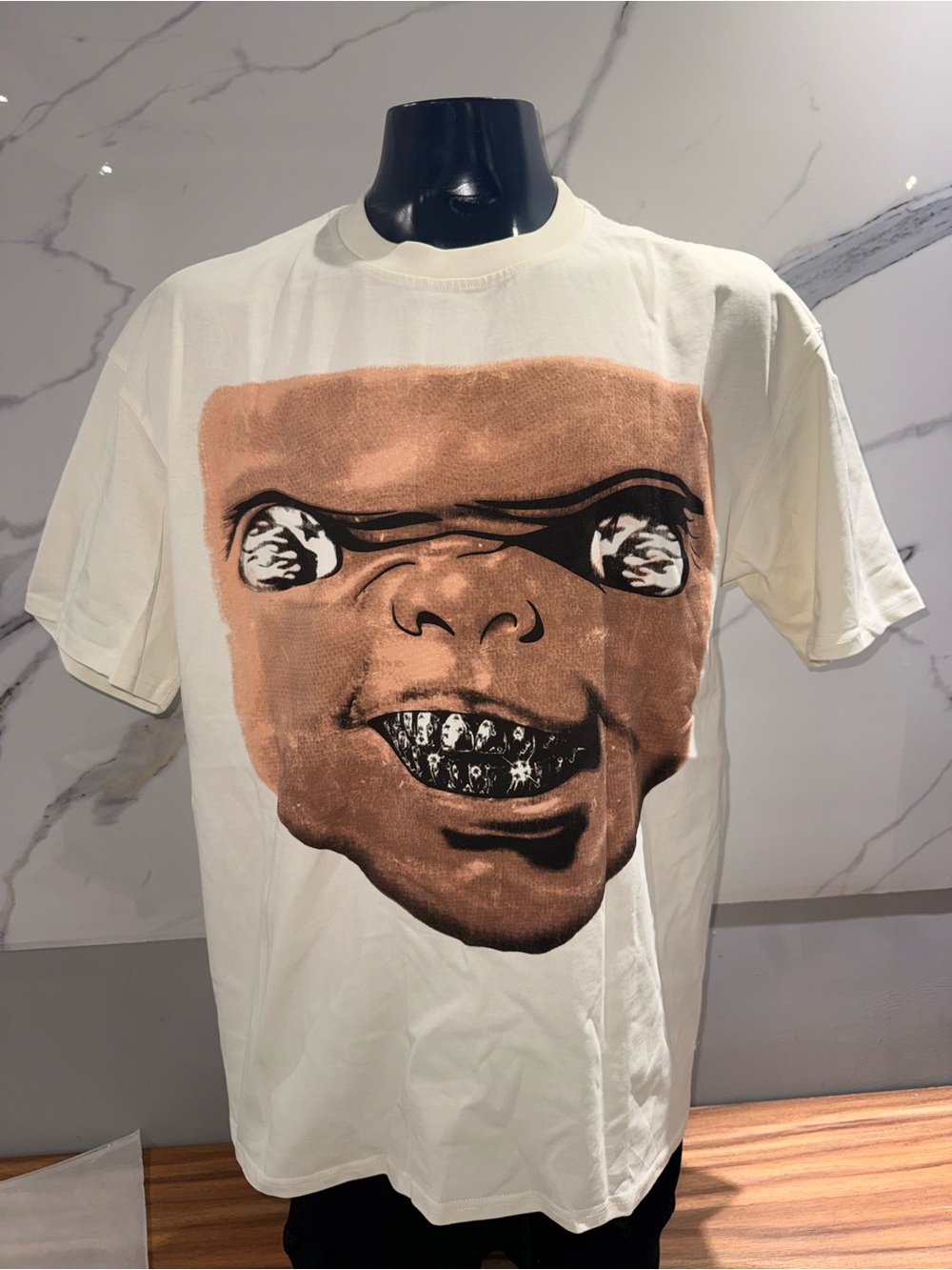 Hellstar Men's Graphic Tee - Cream with Brown Face Print